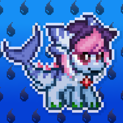 Size: 1024x1024 | Tagged: safe, artist:tony yotes, artist:yotes games, artist:yotesmark, oc, oc only, oc:aquatina, original species, pony, sea pony, shark, shark pony, vaporeon, battle gem ponies, eeveelution, pixel art, pokémon, ponymon, seaponified, solo, species swap