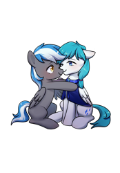 Size: 1640x2360 | Tagged: safe, artist:fantasysong, oc, oc only, oc:antimony, oc:snowywelkin, pegasus, pony, duo, simple background, transparent background