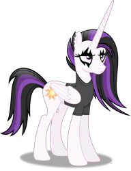 Size: 5997x7828 | Tagged: safe, artist:anime-equestria, princess celestia, alicorn, pony, between dark and dawn, g4, absurd resolution, alternate hairstyle, bored, clothes, ear piercing, emo, face paint, female, frown, goth, horn, mare, piercing, punklestia, shirt, simple background, solo, transparent background, vector, wings