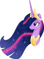 Size: 2000x2679 | Tagged: safe, artist:negatif22, twilight sparkle, alicorn, pony, g4, the last problem, bust, crown, ethereal mane, female, high res, horn, jewelry, long horn, mare, older, older twilight, older twilight sparkle (alicorn), peytral, portrait, princess twilight 2.0, regalia, simple background, solo, starry mane, transparent background, twilight sparkle (alicorn), vector