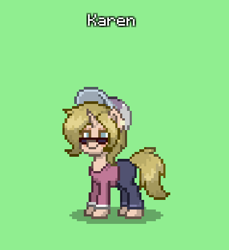 Size: 429x469 | Tagged: safe, pony, unicorn, pony town, female, hat, karen, mare, ponified, solo, sunglasses