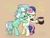 Size: 4082x3073 | Tagged: safe, artist:background basset, bon bon, lyra heartstrings, sweetie drops, earth pony, pony, unicorn, g4, bipedal, bipedal leaning, coffee, duo, duo female, female, leaning, open mouth, simple background