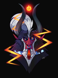 Size: 1280x1700 | Tagged: safe, artist:shebbart, lord tirek, centaur, g4, black background, bust, fangs, looking at you, male, simple background, solo