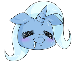 Size: 740x640 | Tagged: safe, artist:batipin, trixie, pony, unicorn, g4, drool, floppy ears, happy, head only, simple background, solo, transparent background