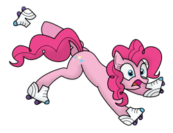 Size: 3771x2912 | Tagged: safe, artist:doodledonutart, pinkie pie, earth pony, pony, g4, atg 2021, high res, newbie artist training grounds, roller skates, simple background, skates, solo, transparent background