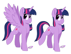 Size: 2297x1747 | Tagged: safe, artist:moccabliss, twilight sparkle, alicorn, pony, unicorn, g4, duality, self ponidox, simple background, solo, transparent background, twilight sparkle (alicorn), unicorn twilight