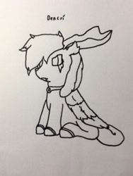 Size: 792x1055 | Tagged: safe, artist:autumnsfur, oc, oc only, pegasus, pony, eye scar, jewelry, necklace, pegasus oc, scar, sitting, solo, traditional art, wings