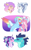 Size: 3160x5157 | Tagged: safe, artist:venommocity, clear sky, princess ember, rainbow dash, starlight glimmer, oc, oc:athena (venommocity), oc:love letter, dragon, pony, unicorn, g4, female, lesbian, lesbian pride flag, magical lesbian spawn, offspring, parent:applejack, parent:rarity, parents:rarijack, pride, pride flag, ship:cleardash, shipping, transgender pride flag