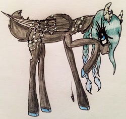 Size: 2354x2221 | Tagged: safe, artist:beamybutt, oc, oc only, deer, pegadeer, braid, cloven hooves, eyelashes, female, high res, signature, solo, traditional art, wings