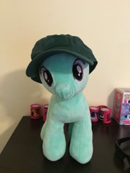 Size: 2448x3264 | Tagged: safe, photographer:buceps, minty, earth pony, pony, 4th of july, american flag, build-a-bear, cap, hat, high res, holiday, irl, misspelling, photo, plushie, solo