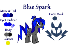 Size: 3068x1954 | Tagged: safe, artist:lt-fleur, oc, oc only, oc:blue spark, earth pony, pony, g4, commission, cutie mark, female, glasses, mare, reference sheet, show accurate, simple background, solo, standing, transparent background, vector
