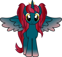 Size: 2562x2340 | Tagged: safe, artist:lt-fleur, oc, oc only, oc:empress lace, alicorn, pony, g4, art trade, colored wings, crown, female, gradient hooves, gradient mane, gradient wings, high res, jewelry, mare, regalia, simple background, solo, transparent background, vector, wings