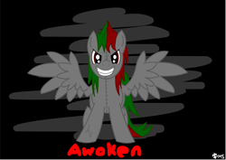 Size: 2810x1994 | Tagged: safe, artist:lt-fleur, oc, oc only, oc:awoken, pegasus, pony, g4, >:d, male, solo, stallion, stitched body, stitches, vector