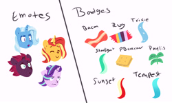 Size: 7500x4500 | Tagged: safe, artist:chub-wub, fizzlepop berrytwist, phyllis, starlight glimmer, sunset shimmer, tempest shadow, trixie, pony, unicorn, g4, bacon, crackers, emotes, eyes closed, female, food, mare, meat, peanut butter, peanut butter crackers, plant, pun, rug, simple background, white background