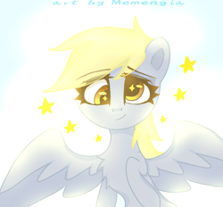 Size: 1293x1200 | Tagged: safe, artist:memengla, derpy hooves, pegasus, pony, cute, derpabetes, female, mare, solo, starry eyes, stars, wingding eyes