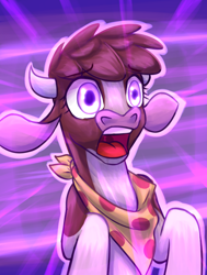 Size: 824x1089 | Tagged: safe, artist:thescornfulreptilian, arizona (tfh), cow, them's fightin' herds, bandana, community related, female, open mouth, shocked, solo, uvula