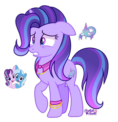 Size: 1251x1293 | Tagged: safe, artist:afterglory, starlight glimmer, trixie, oc, oc:starling shine, pony, unicorn, g4, female, lesbian, magical lesbian spawn, mare, offspring, parent:starlight glimmer, parent:trixie, parents:startrix, ship:startrix, shipping, simple background, transparent background