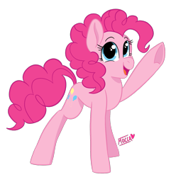 Size: 1507x1561 | Tagged: safe, artist:moccabliss, pinkie pie, earth pony, pony, g4, raised hoof, simple background, solo, transparent background