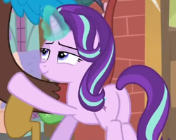 Size: 350x278 | Tagged: safe, screencap, discord, starlight glimmer, a matter of principals, g4, butt, cropped, glimmer glutes, plot