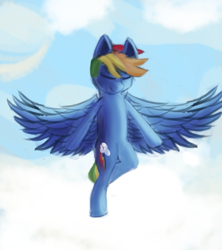 Size: 1071x1207 | Tagged: safe, artist:lloyd190, rainbow dash, pegasus, pony, g4, 2016, backwards cutie mark, cloud, eyes closed, female, sky, solo, spread wings, wings