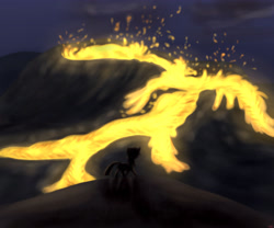 Size: 4200x3500 | Tagged: safe, alternate version, artist:littlenaughtypony, eruption, fagradalsfjall, iceland, lava, smoke, volcano