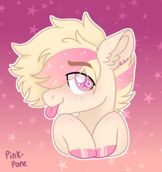 Size: 1500x1586 | Tagged: safe, artist:pink-pone, oc, oc only, oc:cody startail, pony, bust, male, portrait, solo, stallion, tongue out