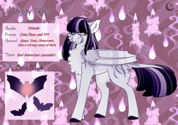 Size: 3500x2454 | Tagged: safe, artist:nobleclay, oc, oc only, oc:foggy skies, bat pony, pony, chest fluff, female, high res, mare, offspring, parent:inky rose, solo