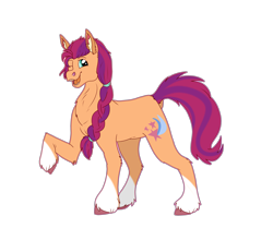 Size: 4300x3600 | Tagged: safe, artist:sashakruchkinatv, sunny starscout, earth pony, pony, g5, braid, chest fluff, coat markings, ear fluff, female, high res, looking at you, mare, one eye closed, open mouth, raised hoof, simple background, socks (coat markings), solo, transparent background, unshorn fetlocks, wink