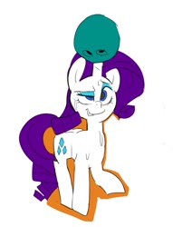 Size: 825x1078 | Tagged: safe, artist:baigak, rarity, pony, unicorn, g4, bowling ball, female, heavy, horn, horn impalement, mare, simple background, solo, struggling, sweat, white background
