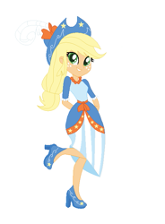 Size: 511x695 | Tagged: safe, artist:andy213yt, artist:cookiechans2, applejack, equestria girls, g4, magical mystery cure, base used, clothes, cowboy hat, dress, hat, high heels, jewelry, necklace, shoes, simple background, solo, white background