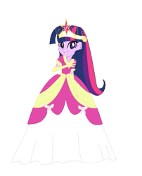 Size: 565x699 | Tagged: safe, artist:andy213yt, artist:pupkinbases, twilight sparkle, alicorn, equestria girls, g4, magical mystery cure, base used, big crown thingy, clothes, coronation dress, dress, element of magic, gloves, jewelry, long dress, long skirt, regalia, simple background, skirt, solo, twilight sparkle (alicorn), white background