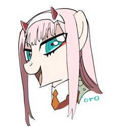 Size: 500x500 | Tagged: safe, artist:yuyanshu, pony, darling in the franxx, ponified, zero two (darling in the franxx)