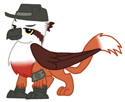 Size: 532x433 | Tagged: safe, artist:agdapl, griffon, base used, crossover, griffonized, hat, simple background, smiling, sniper, sniper (tf2), solo, species swap, team fortress 2, transparent background