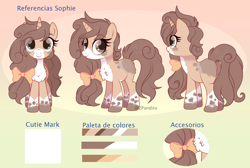 Size: 3198x2149 | Tagged: safe, artist:2pandita, oc, oc only, oc:sophie, pony, unicorn, bow, female, hair bow, high res, mare, reference sheet, solo