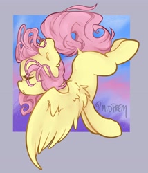 Size: 3502x4096 | Tagged: safe, artist:midnightpremiere, fluttershy, pegasus, pony, g4, abstract background, cute, eyes closed, flying, missing cutie mark, shyabetes, solo
