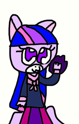 Size: 664x1038 | Tagged: safe, artist:sugarbugjewelpet, twilight sparkle, fox, anthro, g4, 1000 hours in ms paint, clothes, female, magic, shirt, skirt, solo, sonic the hedgehog (series), sonicified, twi-fox