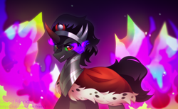 Size: 4520x2780 | Tagged: safe, artist:dedfriend, king sombra, pony, unicorn, g4, evil smile, grin, high res, male, smiling, solo, sombra eyes, stallion