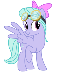 Size: 2561x3174 | Tagged: safe, artist:third uncle, flitter, pegasus, pony, g4, hurricane fluttershy, background pony, bow, female, goggles, high res, mare, simple background, transparent background