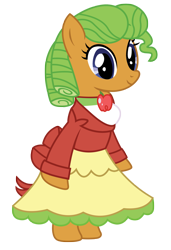 Size: 1989x2901 | Tagged: safe, artist:third uncle, apple twirl, earth pony, pony, apple family reunion, g4, my little pony: friendship is magic, apple family member, bipedal, clothes, cute, dress, female, mare, simple background, solo, standing, transparent background, vector