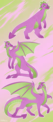 Size: 1280x2925 | Tagged: safe, artist:s0ftserve, spike, dragon, g4, abstract background, age progression, headcanon, headcanon in the description, male, older, older spike, quadrupedal spike, solo, winged spike, wings