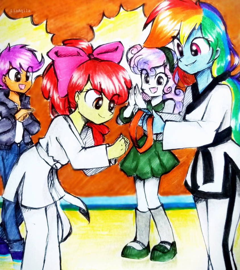 Safe Artist Liaaqila Apple Bloom Rainbow Dash Scootaloo