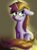 Size: 5140x6861 | Tagged: safe, alternate version, artist:kalashnikitty, oc, oc:littlepip, pony, unicorn, fallout equestria, :t, blushing, eyes open, female, floppy ears, green eyes, implied insertion, implied vaginal insertion, looking away, mare, pain star, sitting, solo, sweat, sweatdrops