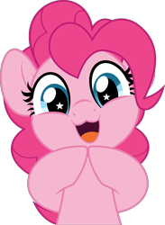 Size: 3650x5000 | Tagged: safe, artist:jhayarr23, part of a set, pinkie pie, earth pony, pony, g4, :3, absurd resolution, commission, cute, daaaaaaaaaaaw, diapinkes, female, goody greeting meme, hooves together, looking at you, mare, nya, open mouth, open smile, ponk, simple background, smiling, smiling at you, solo, starry eyes, transparent background, vector, wingding eyes, ych result