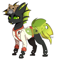 Size: 3000x3000 | Tagged: safe, artist:ocelly, oc, oc only, oc:karl the changeling, changeling, platypus, chef, chef outfit, commission, duo, green changeling, high res, male, scar, simple background, thermometer, threatening, transparent background