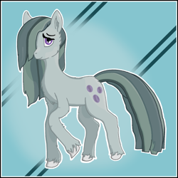 Size: 2000x2000 | Tagged: safe, alternate version, artist:autumnsfur, marble pie, earth pony, pony, g4, abstract background, chest fluff, colored, female, hair over one eye, high res, mare, raised hoof, solo, unshorn fetlocks