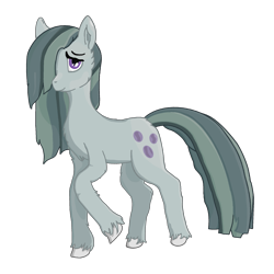 Size: 2000x2000 | Tagged: safe, alternate version, artist:autumnsfur, marble pie, earth pony, pony, g4, background removed, chest fluff, cute, female, hair over one eye, high res, marblebetes, mare, raised hoof, simple background, solo, transparent background, unshorn fetlocks