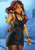 Size: 2480x3508 | Tagged: safe, artist:nire, sunset shimmer, equestria girls, g4, bare shoulders, black dress, bracelet, choker, clothes, dress, ear piercing, earring, eyeliner, female, high res, jewelry, little black dress, looking away, makeup, nail polish, pantyhose, piercing, sleeveless, smiling, solo, spiked choker, spiked wristband, wristband