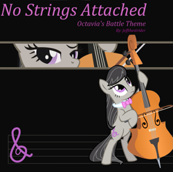 Size: 1429x1417 | Tagged: safe, artist:jeffthestrider, artist:sansbox, artist:tootootaloo, octavia melody, earth pony, pony, g4, 2011, bipedal, bow, bowtie, cello, cover art, cutie mark, download, female, mare, musical instrument