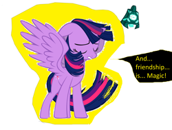 Size: 7520x5696 | Tagged: safe, artist:jerick, artist:willtheraven1, twilight sparkle, alicorn, pony, g4, the ending of the end, 1000 hours in ms paint, alternate ending, and i am iron man, avengers: endgame, bell, female, grogar's bell, heroic sacrifice, implied chrysalis, implied cozy glow, implied death, implied lord tirek, mare, self sacrifice, series finale, solo, title drop, twilight sparkle (alicorn)