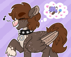 Size: 1500x1208 | Tagged: safe, artist:pink-pone, oc, oc only, pegasus, pony, choker, food, ice cream, male, spiked choker, stallion, thought bubble, two toned wings, wings